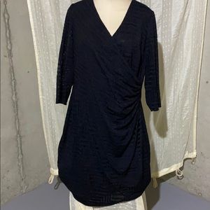 Black long sleeve faux  wrap dress